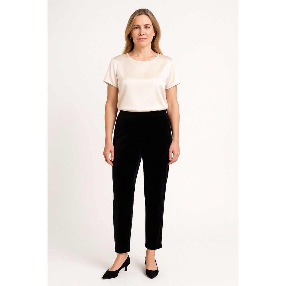 Marks & Spencer Womens's Pants Black Size 14UK Pull On Velour Elastic Waist